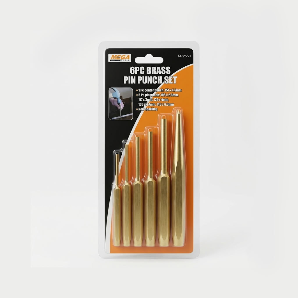CHISEL - BRASS PIN PUNCH SET 6 Pc Set MEGA