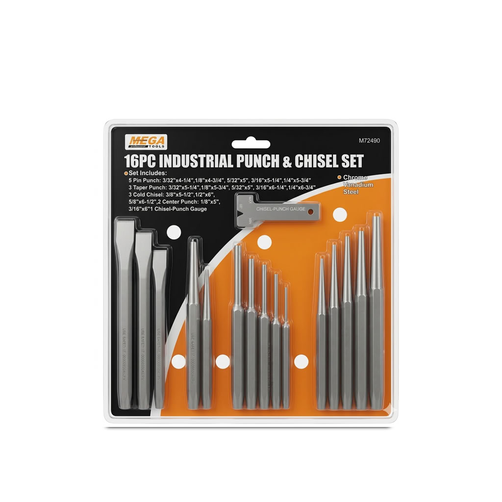 CENTRE PUNCH & CHISEL SET 16 Pc Set MEGA